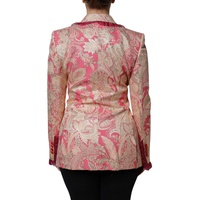 Dolce & Gabbana Women's Pink Gold Jacquard Nylon Coat Blazer Jacket - 40 IT thumbnail