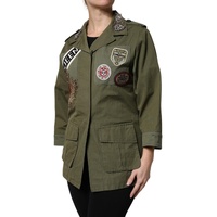 Dolce & Gabbana Women's Military Green Queen Embellished Coat Jacket - 40 IT thumbnail