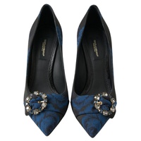 Dolce & Gabbana Women's Blue Floral Ayers Crystal Pumps Shoes - 37 EU thumbnail