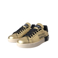 Dolce & Gabbana Women's Gold Portofino Calf Leather Sneakers  Shoes - 37 EU thumbnail