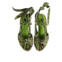Dolce & Gabbana Women's Green Animal Print Ankle Wrap Sandals Shoes - 36.5 EU thumbnail