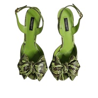 Dolce & Gabbana Women's Green Python Leather Heels Sandals Shoes - 37.5 EU thumbnail