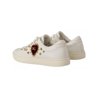 Dolce & Gabbana Women's White Leather Gold Red Heart Sneakers Shoes - 36 EU thumbnail