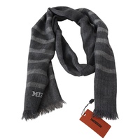 Missoni Men's Gray Striped Wool Unisex Neck Wrap Fringes Scarf - One Size thumbnail