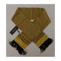 Dolce & Gabbana Men's Yellow Patterned Silk Neck Wrap Fringe Scarf - One Size thumbnail