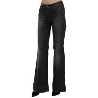 Mid Waist Flared Denim Casual Pants with Logo Details W26 US Women thumbnail