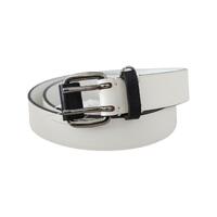 White Leather Fashion Belt with Metal-tone Hardware 90 cm Women thumbnail