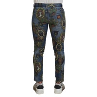 Dolce & Gabbana Men's Blue Medal Print Slim Fit Cotton Jeans - 46 IT thumbnail