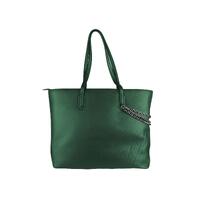 Dark Green Eco-Leather Shopping Bag with Removable Shoulder Strap One Size Women thumbnail