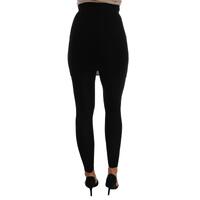 Black Cashmere Silk Stretch Tights Pants 36 IT Women thumbnail
