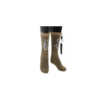 Dolce & Gabbana Women's Gold Stretch Floral Clear Crystal Stocking Socks - M thumbnail