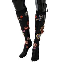 Dolce & Gabbana Black Sequined Crystal Stockings S Women thumbnail