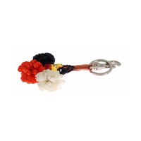 Dolce & Gabbana Women's Silver Brown Raffia Leather Clasp Finder Chain Keyring - One Size thumbnail