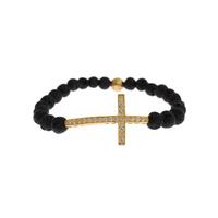 NIALAYA Gold Plated Sterling Silver Bracelet with CZ Diamond Cross XS Women thumbnail