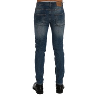 Frankie Morello Men's Blue Wash Torn Dunfermile Slim Fit Jeans - W36 US thumbnail