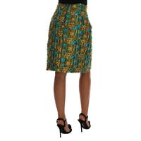 Dolce & Gabbana Green Jacquard High Waist Pencil Skirt 44 IT Women thumbnail