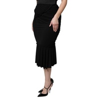 Dolce & Gabbana Women's Black Mermaid Cut High Waist Midi Skirt - 40 IT thumbnail