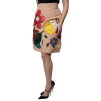 Dolce & Gabbana Women's Beige Floral High Waist Pencil Cut Skirt - 42 IT thumbnail