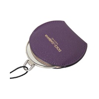 Dolce & Gabbana Women's Purple Calfskin Leather Round Hand Mirror Holder - One Size thumbnail
