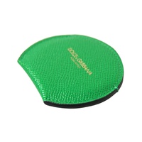 Dolce & Gabbana Women's Green Calfskin Leather Round Logo Hand Mirror Holder - One Size thumbnail