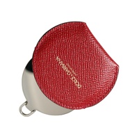 Dolce & Gabbana Women's Red Calfskin Leather Round Logo Hand Mirror Holder - One Size thumbnail