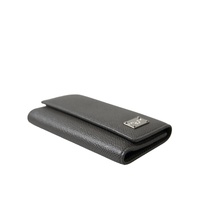 Dolce & Gabbana Men's Black Leather Silver Metal Logo Plaque Trifold Keyring - One Size thumbnail