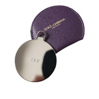Dolce & Gabbana Women's Purple Calfskin Leather Round Logo Hand Mirror Holder - One Size thumbnail