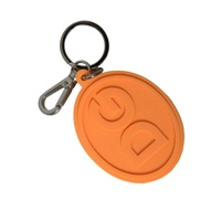 Dolce & Gabbana Women's Orange Rubber DG Logo Silver Brass Metal Keyring Keychain - One Size thumbnail