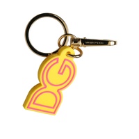 Dolce & Gabbana Women's Yellow Rubber Gold Tone Metal DG Logo Keyring Keychain - One Size thumbnail