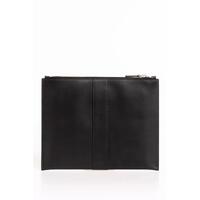 Black Calfskin Pocket Clutch Bag with Logo Detailing One Size Men thumbnail