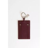 Leather Badge Holder with Hammered Detailing and Shiny Key Ring One Size Men thumbnail