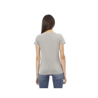 Trussardi Action Women's Elegant Gray V-Neck Tee with Chic Print - L thumbnail