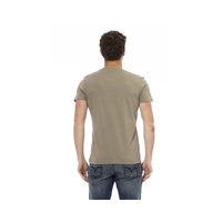 Trussardi Action Men's Sleek Green Short Sleeve Tee with Chic Front Print - L thumbnail