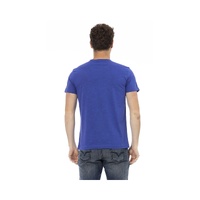 Trussardi Action Men's Sleek Blue Cotton Tee with Unique Front Print - M thumbnail