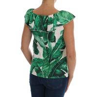 Cap Sleeve Blouse Top with Ruffled Neckline and Sequined Pineapple Embroidery 36 IT Women thumbnail