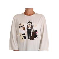 DOLCE & GABBANA White Multicolor Figure Family T-shirt 42 IT Women thumbnail