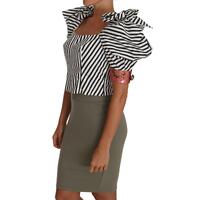 Cropped Top with Puff Sleeves and Crystal Button Embellishment 42 IT Women thumbnail