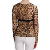 Roberto Cavalli Long Sleeve Round Neck Leopard Top 46 IT Women thumbnail