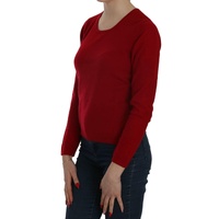 MILA SCHON Women's Red Round Neck Pullover Cashmere Sweater - M thumbnail