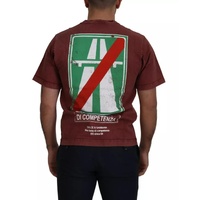 Dolce & Gabbana Men's Maroon Printed Crewneck Tee Cotton T-shirt - 44 IT thumbnail