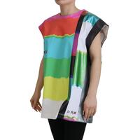 Dolce & Gabbana Sleeveless Blouse with Multicolor TV Print 36 IT Women thumbnail