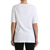 Dolce & Gabbana Women's White Slogan Print Lacing Detailed T-shirt - 38 IT thumbnail