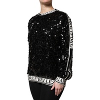 Dolce & Gabbana Women's Black DG Queen Sequin Pullover Sweater - 36 IT thumbnail