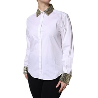 Dolce & Gabbana Women's White Cotton Long Sleeves Sequin Shirt Top - 38 IT thumbnail