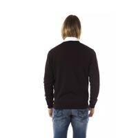 Embroidered V-neck Sweater in Extrafine Wool Merinos S Men thumbnail