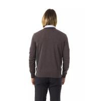 Embroidered V-neck Sweater in Extrafine Merino Wool M Men thumbnail