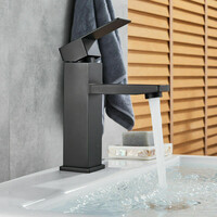 2021 Square Cube style basin mount tap low faucet Matte Black tap mixer spout thumbnail