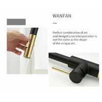 2023 Brushed Gold Spout Matte Black pull out with spray function kitchen mixer tap faucet thumbnail