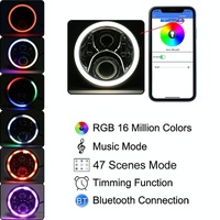 2 Pcs 7 Inch Dc12V 6000K - 6500K 50W Car Led Headlight Cree Lamp Beads For Jeep Wrangler / Harley Support App + Bluetooth Control Black thumbnail