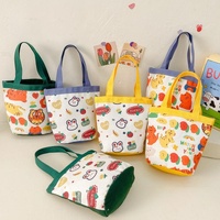 Cartoon Graffiti Bento Bag - Cute Canvas Handbag - Model 1 Green thumbnail